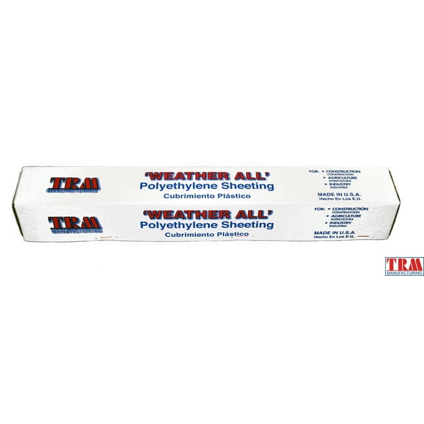 Opaque/Translucent TRM Manufacturing 61025C Weatherall Visqueen Plastic Sheeting Drop Cloth 10 Wide x 25 Length x 6.0 mil Thickness Opaque/Translucent TRM Manufacturing 61025C Weatherall Visqueen Plastic Sheeting Drop Cloth 10 Wide x 25 Length x 6.0 mil Thickness